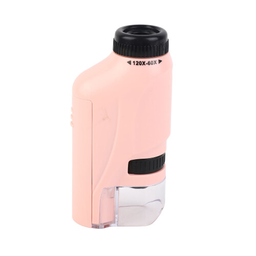 (Pink) Draagbare HD kindermicroscoop op batterijen mini roze