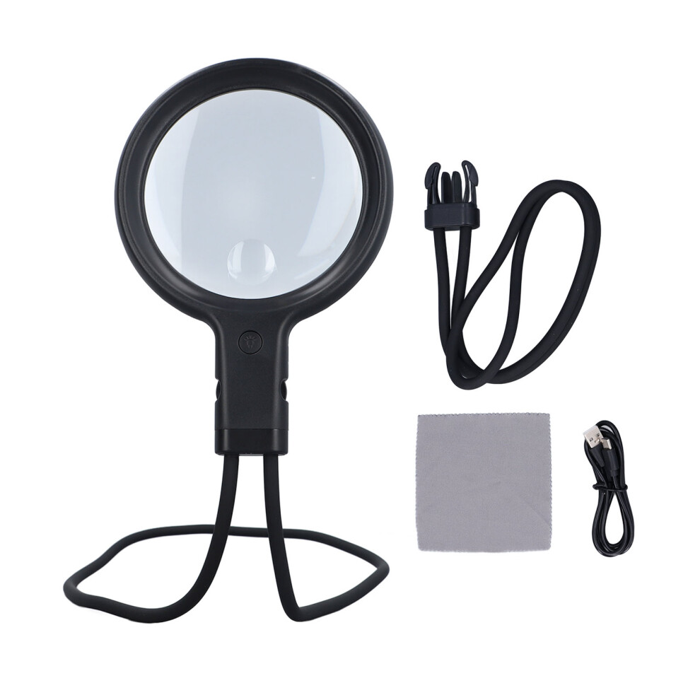 Light 5X 15X Hanging Magnifier With Led Usb Gooseneck