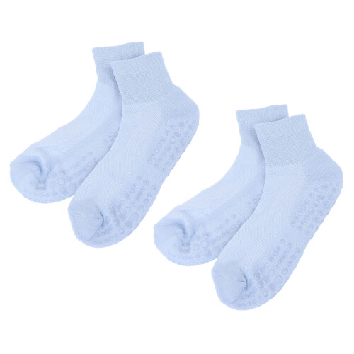 (L) 2x Brede Antislip Sokken Blauw L 2