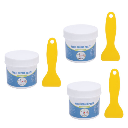 3x 100g Wandreparaturpaste mit Spachtel für Risse