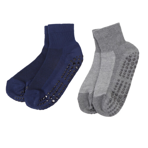 (Large size) 2 Pairs Non-Binding Ankle Socks Dark Grey Blue Large