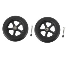 2x 8 Zoll PU-Vollrad Rollstuhl mit Metalllager schwarz