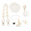 (White) Cup Straw Cap Flower Keychain Plush Ball Pink 1
