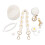 (White) Cup Straw Cap Flower Keychain Plush Ball Pink 3