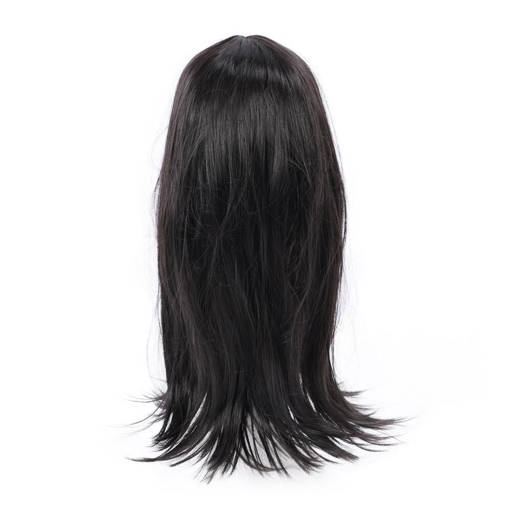 Unisex Black Long Synthetic Wig With Bangs For Women Cosplay Daily