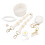 (White) Cup Straw Cap Flower Keychain Plush Ball Pink 4