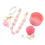 (Pink) Cup Straw Cap Flower Keychain Plush Ball Pink 5