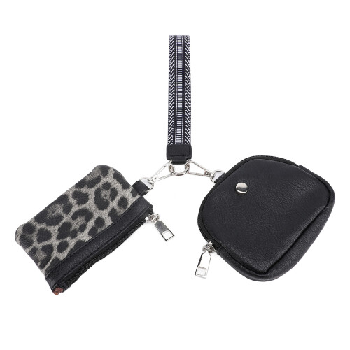 (Leopard Black) Waterdichte Mini Portemonnee met Ritssluiting & Sleutelhanger