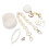 (White) Cup Straw Cap Flower Keychain Plush Ball Pink 2