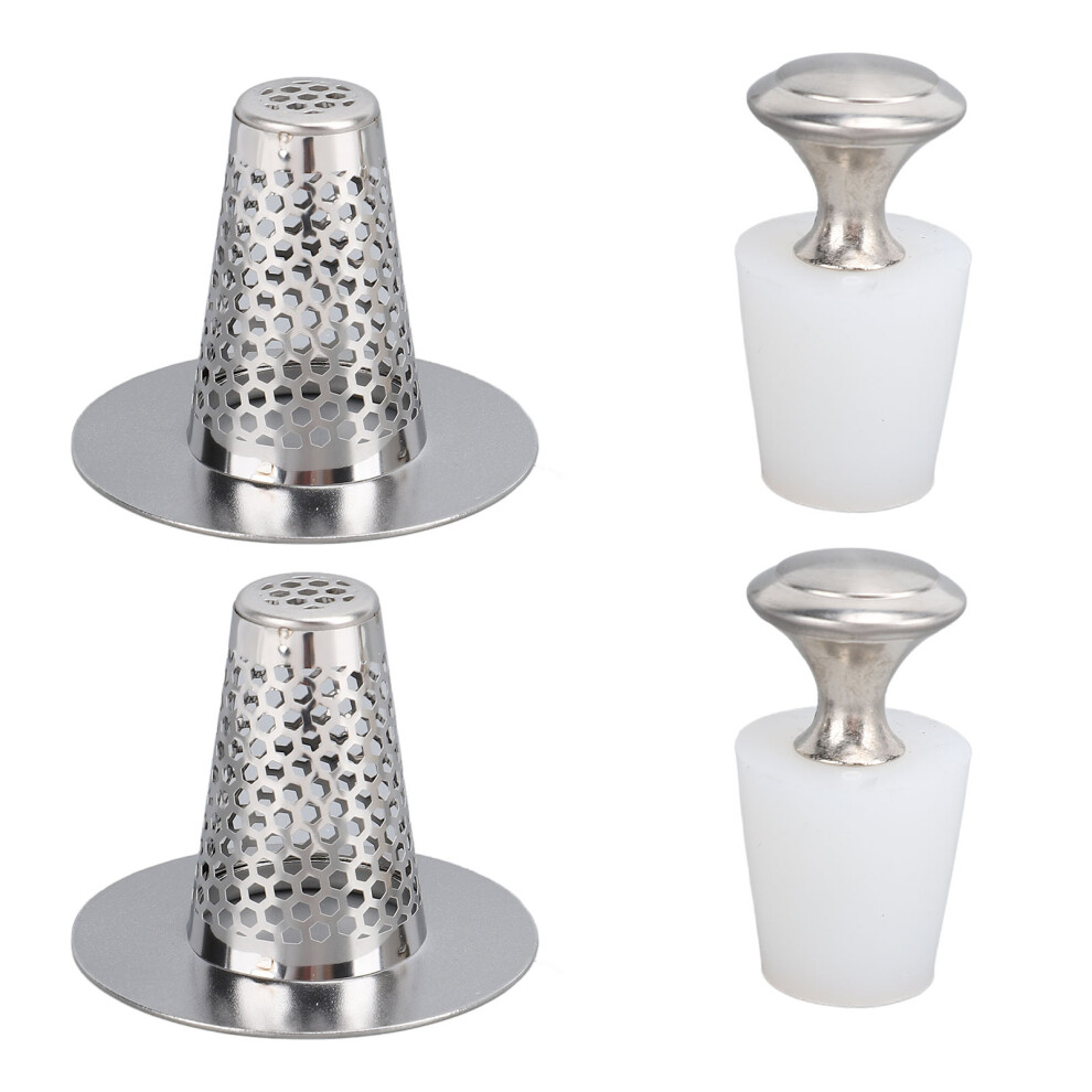 2 Pcs Bathroom Sink Drain Strainers With Silicone Plug Anti-Clogging 461605273495
