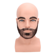 Resin PVC Male Bald Mannequin Head with Full Beard Eyebrows
