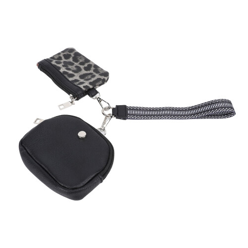(Leopard Black) Waterdichte Mini Portemonnee met Ritssluiting & Sleutelhanger 1