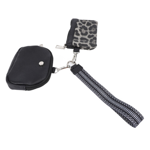 (Leopard Black) Waterdichte Mini Portemonnee met Ritssluiting & Sleutelhanger 2
