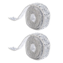 2x 0,8in Silber Strassstreifen Selbstklebend