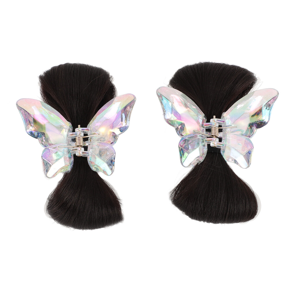 Unisex Black,Brown (Brown Black) 2 Pcs Bowknot Wig Clips Fake Hair Buns Black