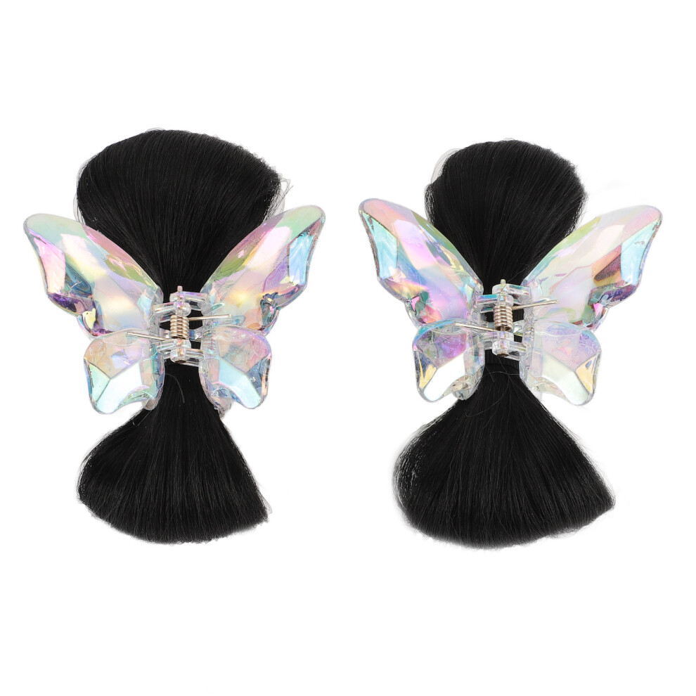 Unisex Black (Black) 2 Pcs Bowknot Wig Clips Fake Hair Buns