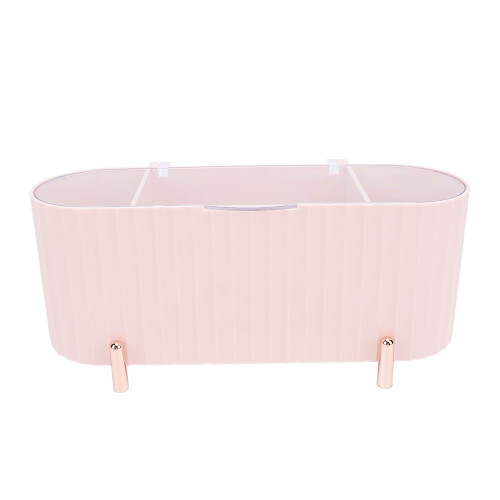 Qtip Holder 3 Compartments with Clear Lid - Pink