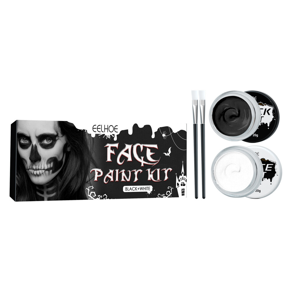 White,Black Halloween Black White Body Paint Vampire Zombie Skeleton Face Makeup