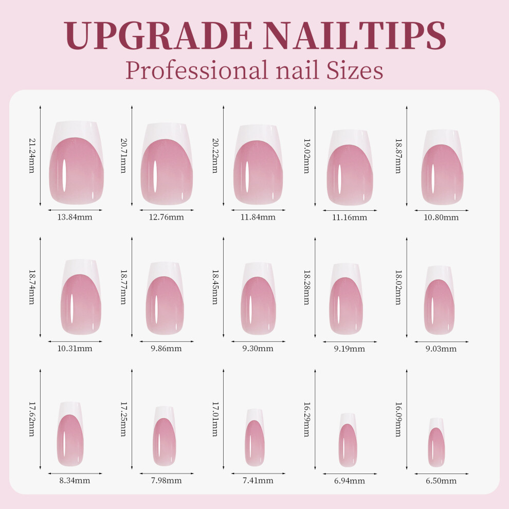 9 Colors French Gel Nail Tips 15 Sizes Soft Pre-made for DIY