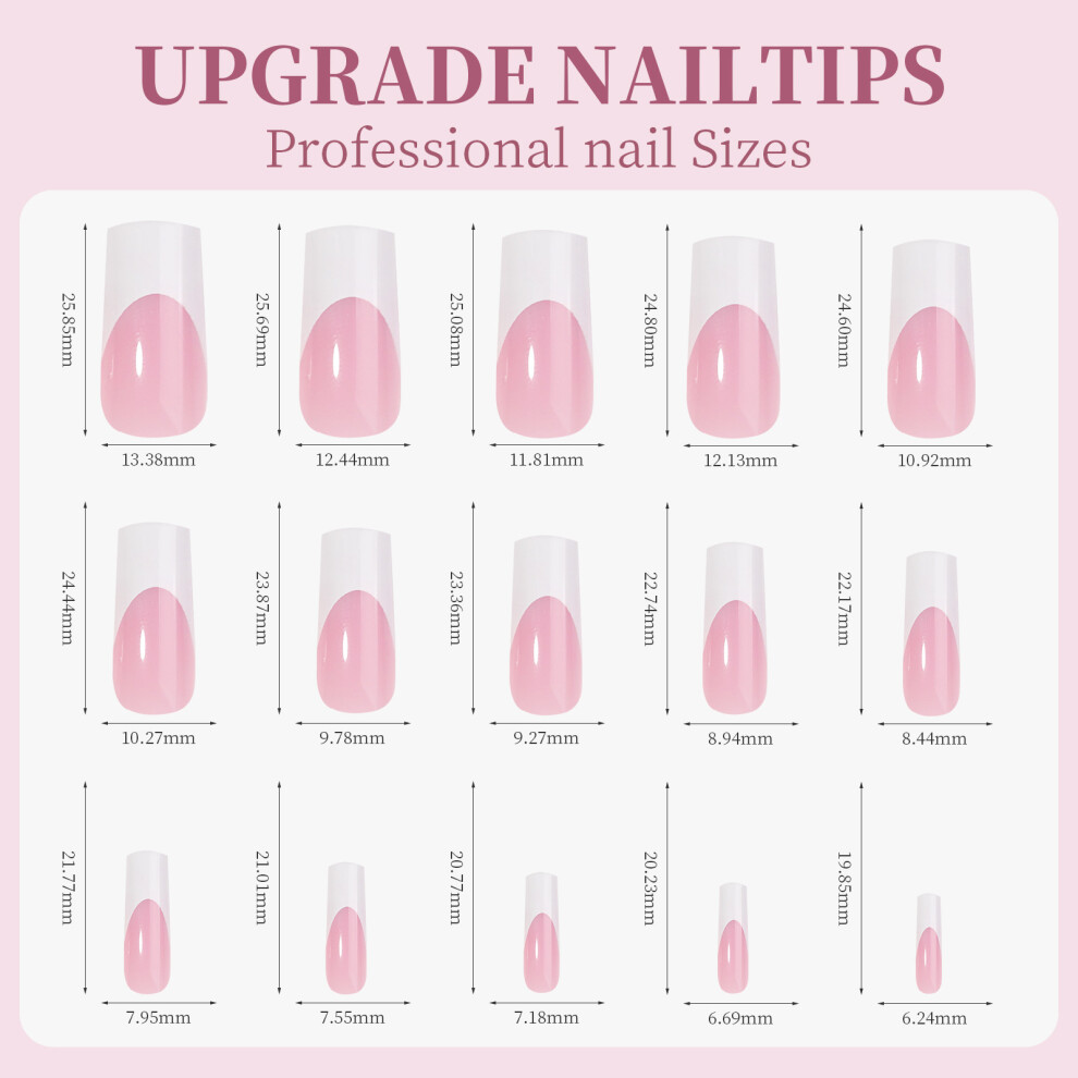 9 Colors French Gel Nail Tips 15 Sizes Soft Pre-made for DIY