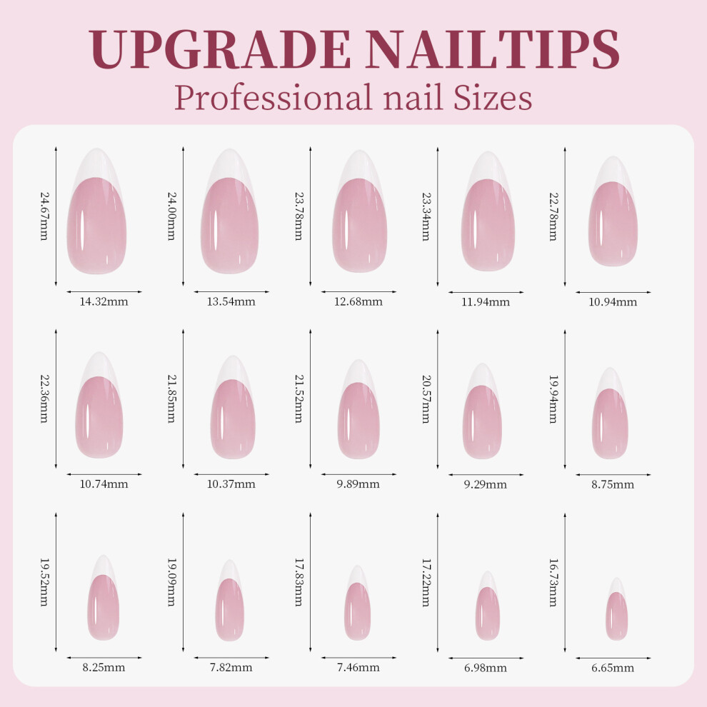 9 Colors French Gel Nail Tips 15 Sizes Soft Pre-made for DIY