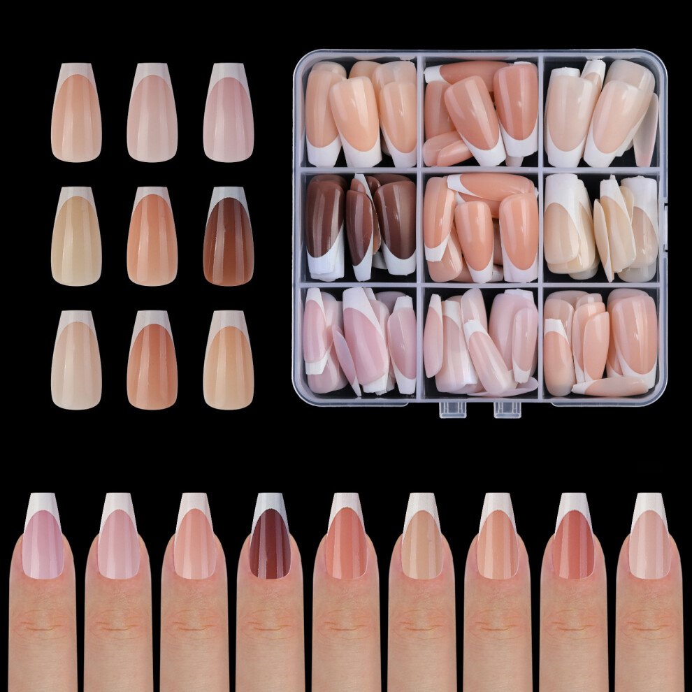 9 Colors French Gel Nail Tips 15 Sizes Soft Pre-made for DIY