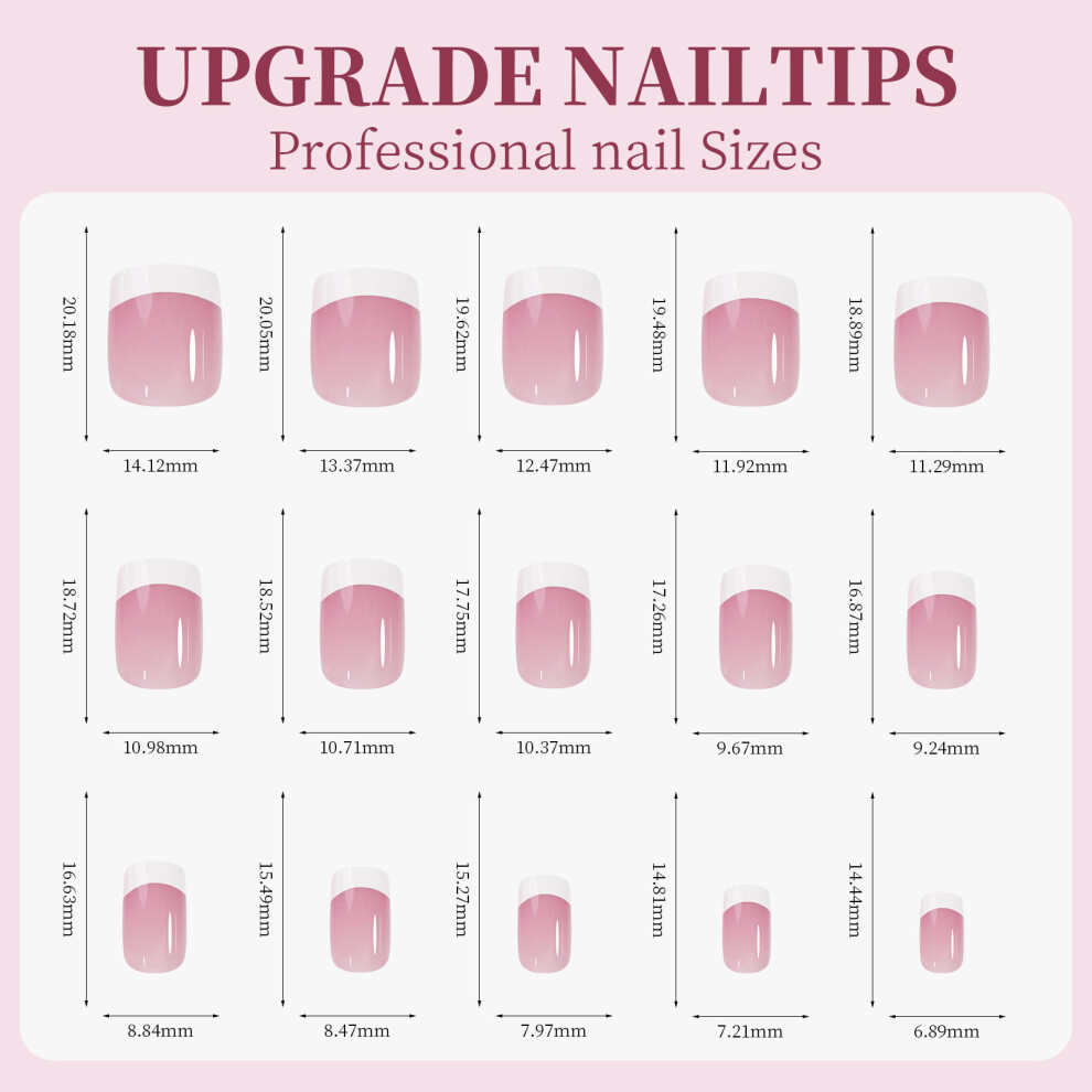 9 Colors French Gel Nail Tips 15 Sizes Pre-made for DIY