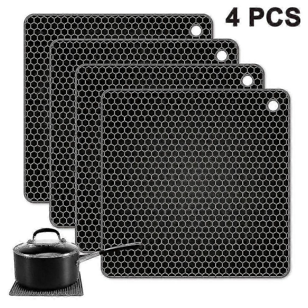 (Style 1) Set of 4 Square Food Grade Silicone Placemats, Waterproof