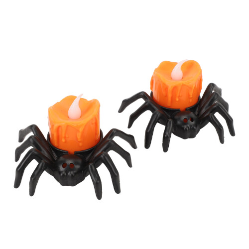2x Spider Flameless Tea Lights Orange 1