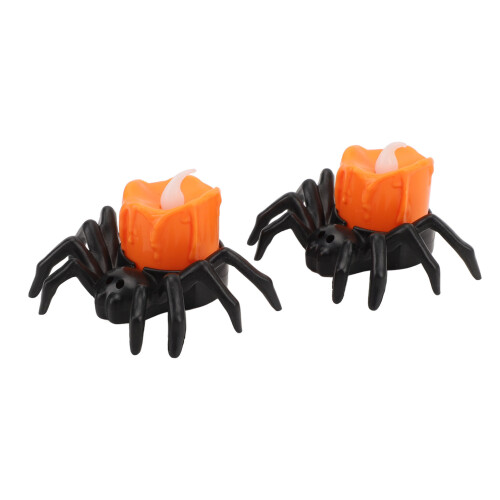 2x Spider Flameless Tea Lights Orange 2