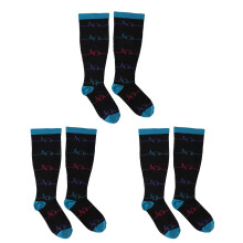 (XXL) 3 Paar Plus-Size-Kniestrümpfe-Kompressionssocken-Blau-ECG-Muster-XXL