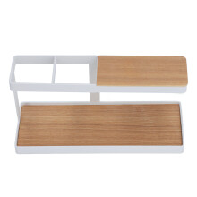 Holz-Eisen-Schreibtisch-Organizer Metall für Telefon & Uhr Weiß
