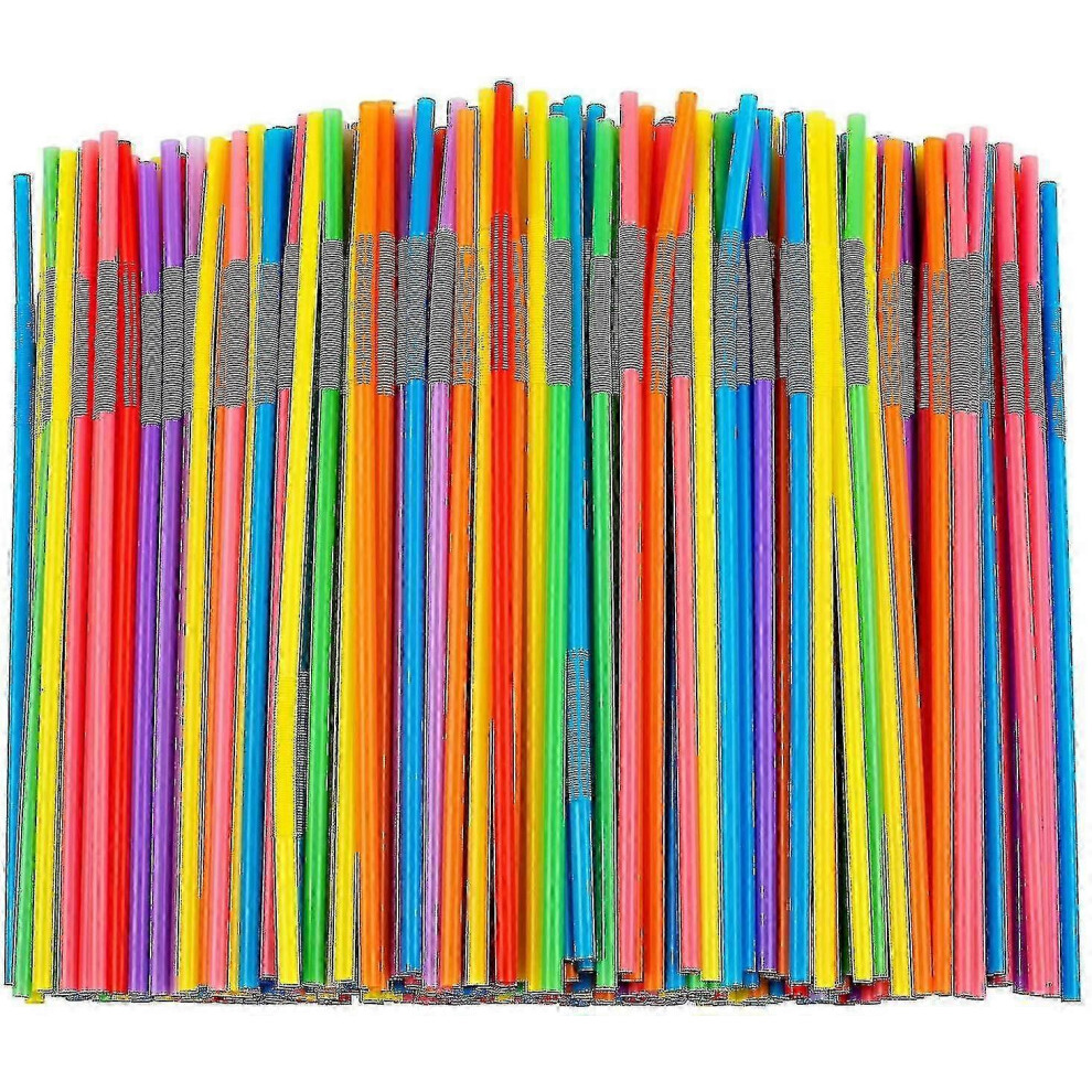 （500pcs） 100/300/500/1000pcs Colorful Flexible Plastic Straws, BPA Free Disposable Straws