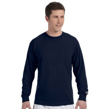 Champion Herren-Langarm-T-Shirt ohne Etikett, mittelgroß – Marineblau