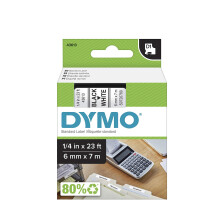 DYMO Standard D1 43613 tiquettes pour tiqueteuses LabelManager 1/4"" L x 23' L Impression noire sur ruban blanc autocollant 1 cartouche