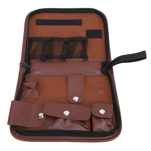 (Brown) Brown PU Leather Ball Accessory Organizer Case