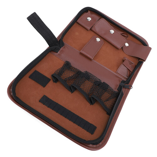 (Brown) Brown PU Leather Ball Accessory Organizer Case 2