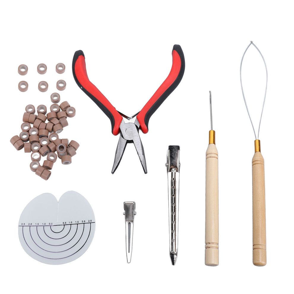 Hair Extension Kit Silicone Rings Curved Plier Needle