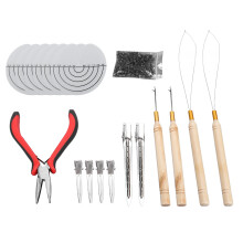 Haarverlängerungs-Kit: Silikonringe, Zange, Nadel, Hitzeschutz