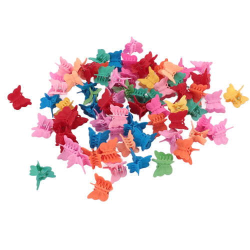 100x Mini-Schmetterlings-Haarclips matt Damen/Mädchen 1