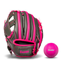 Luvas de Beisebol para Crianças Franklin Sports Canhotos, Conjunto de Luvas e Bola, Grafite