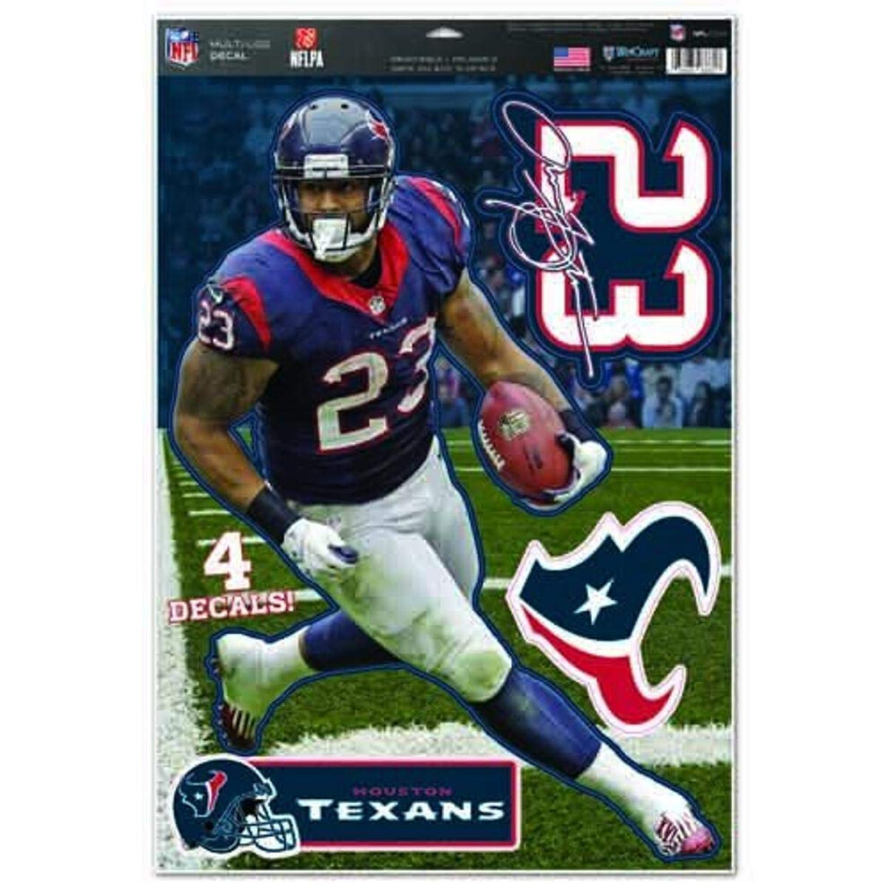 Wincraft Nfl Houston Texans Arian Foster Multi-Use Decal Sheet 11""""X17"""" Team Color 032085297969