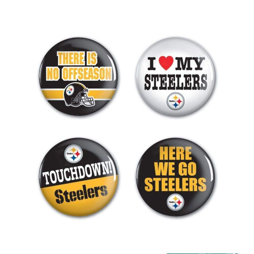 NFL Pittsburgh Steelers Round Button (4 Pack) 1 1/4""""