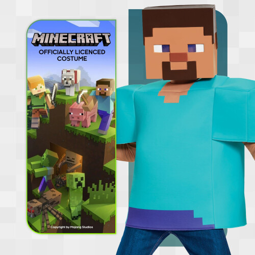 Costume Classico di Steve Minecraft, Multicolore, Grande (10-12) 1