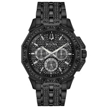 Bulova Crystals Octava Reloj de cuarzo multifunciσn de acero inoxidable chapado en iones negros con 6 manecillas Estilo: 98C134