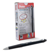 Pentel Glidewrite Signature balpen, zwarte cilinder (1,0 mm), middellange lijn zwarte inkt, 12 pennen (BX930A-A)