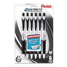 Pentel GlideWrite kuulakrkikyn TechniFlo-musteella (1,0 mm) Medium Line Black 6 count (BX910-D)