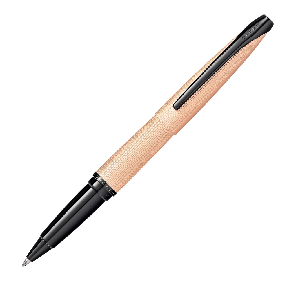 Cross Atx Brushed Rose Rollerball Pen W/ Polished Pvd Appointments Gold/Black