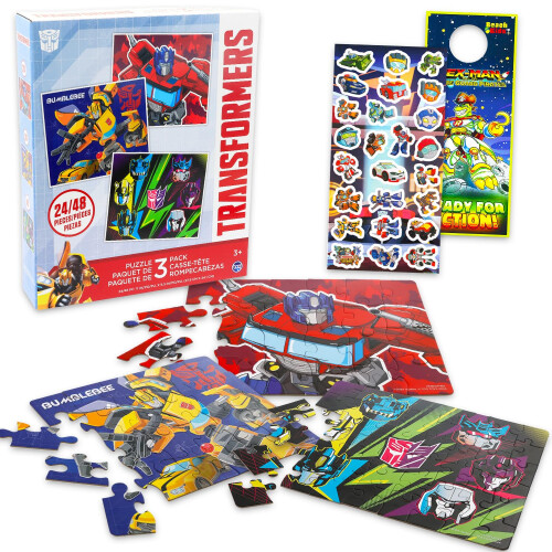 Transformers Conjunto de Quebra-Cabeças Transformers - Pacote de 3 com Dois Quebra-Cabeças de 24 Peças e um de 48
