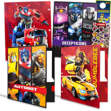 Transformers Mapset - Set van 4 Stevige Gelamineerde Mappen met 2 Vakken voor Kantoor
